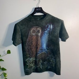 Owl Green Tie Dye The Mountain T Shirt Size Small Short Sleeve